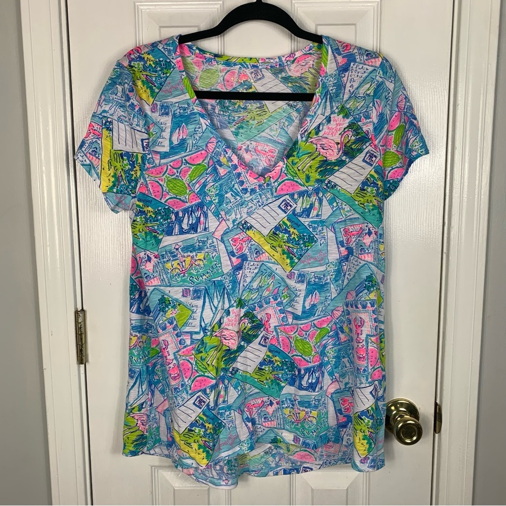 Lilly Pulitzer Etta V-Neck Top Womens Size Medium